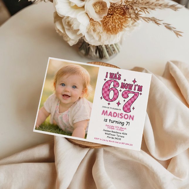 Invitation Funny 7th Birthday | “I Was 6, Now 7” Party (Funny 7th Birthday | “I Was 6, Now 7” Party Invitation
)
