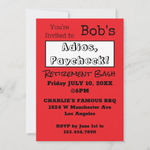 Invitation FUNNY Adios, Paycheck Papa Retraite Party