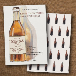 Invitation Funny Beer Bottle Cold One Old One Birthday Party
