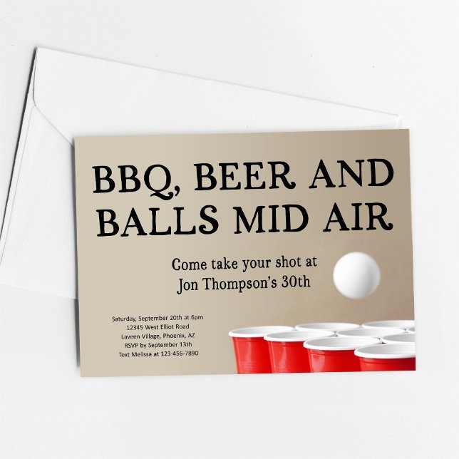 Invitation Funny Beer Pong BBQ Birthday Bachelor Party (Créateur téléchargé)