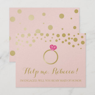 Invitation Funny BRIDESMAID PROPOSITION Card ~ Pink & Faux Go