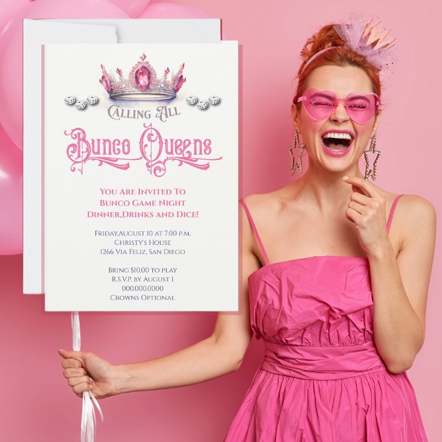 Invitation Funny Bunco Queen Game Party (Fun Funny Bunco Invite for All Bunco Queens. Invite your friends to a Bunco party. )