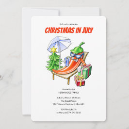 Invitation Funny Chilli Christmas in July Summer Pool Party