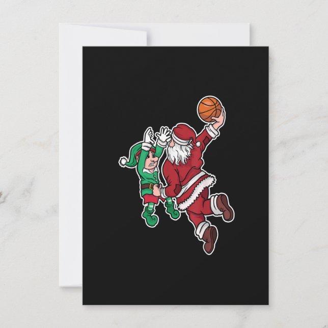 Invitation Funny Christmas Basketball Player Santa Claus Dunk (Devant)