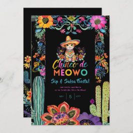Invitation Funny Cinco De Mayo Sip and Salsa Cat FIESTA