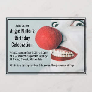 Invitation Funny Clown visage moderne Anniversaire