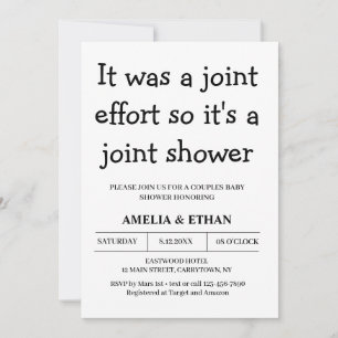 Invitation Funny Couples Baby shower noir et blanc