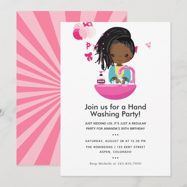 Invitation Funny Covid-19 Corona Virus thème Fille Anniversai (Devant / Derrière)