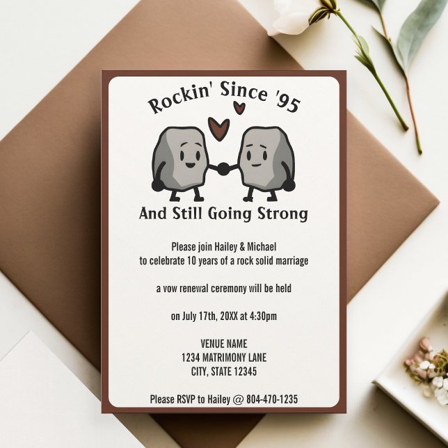 Invitation Funny Cute Rock Mariage Anniversaire Renouvellemen (Funny Cute Rock Wedding Anniversary Vow Renewal Invitation)