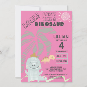 Invitation Funny Dinosaur Roar Anniversaire de enfant Party
