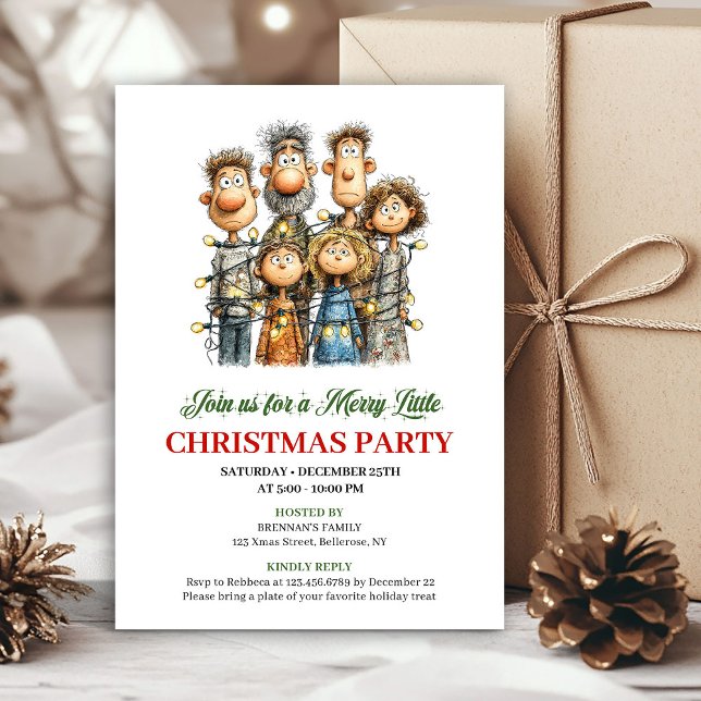 Invitation Funny Family Hand Drawn Christmas Party Invite (Funny Family Hand Drawn Christmas Party Invite)
