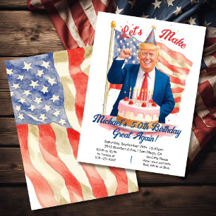 Invitation Funny Fête de l'anniversaire de Trump, patriotique