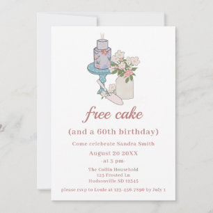 Invitation Funny Free Cake Womens 60e anniversaire
