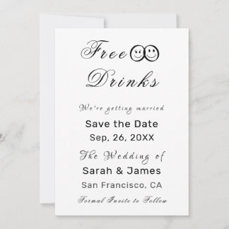 Invitation Funny Free Drink Photo Wedding Save the Date