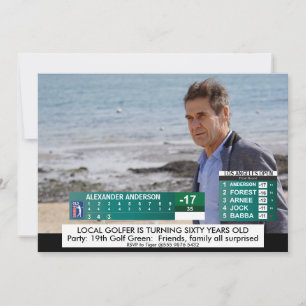 Invitation Funny Golf News  ️ 40e 50e 60e Anniversaire mascul