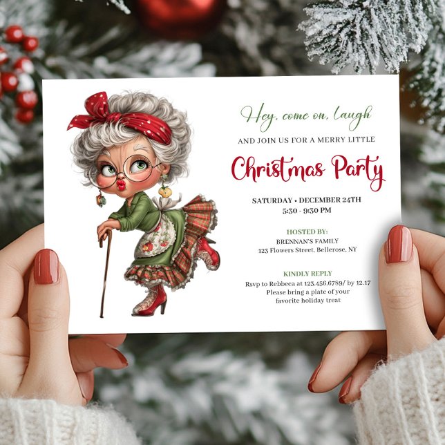 Invitation Funny Granny Comic Christmas Holiday Invite (Funny Granny Comic Christmas Holiday Invite)