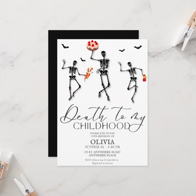 Invitation Funny Halloween 13e anniversaire (Devant/Arrière en situation)