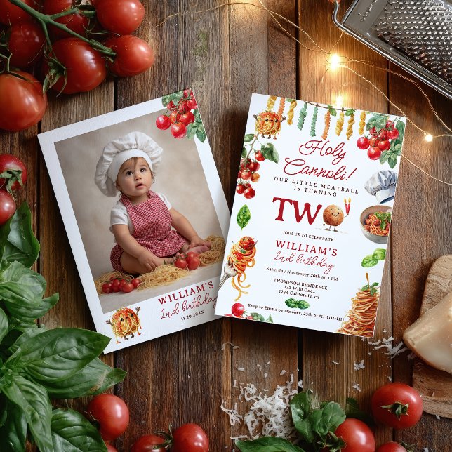 Invitation Funny Holy Cannoli little meatball 2nd birthday (Funny Holy Cannoli little meatball 2nd birthday Invitation)