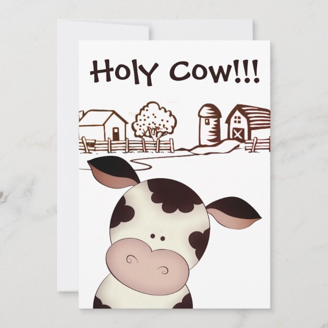 Invitation Funny Holy Cow Farm humoristique 40e fête d'annive (Devant)
