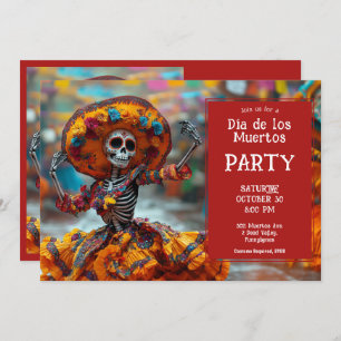 Invitation 💀 Funny La Calavera en robe orange