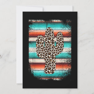 Invitation Funny Leopard Cactus Serape Cactus imprimé Turquoi