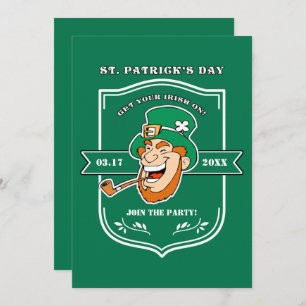 Invitation Funny Leprechaun Badge St. Patrick's Day Party