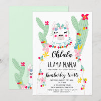 Funny llama cactus illustration baby shower de la