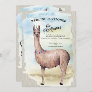 Invitation Funny Llama Mariage reportée Date de modification