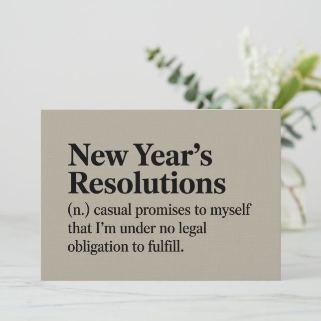 Invitation Funny New Year's Resolutions Sarcastic New Year   (Debout devant)