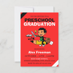 Invitation Funny Red Boy Preschool Graduol