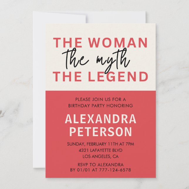 Invitation Funny Red Woman Myth Légende 99e anniversaire (Devant)