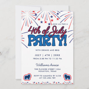 Invitation Funny Rough Collie Fireworks 4 juillet BBQ Party