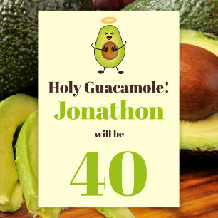 Invitation Funny saint guacamole jeu de 40e anniversaire fête