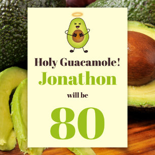 Invitation Funny saint guacamole jeu de 80e anniversaire fête