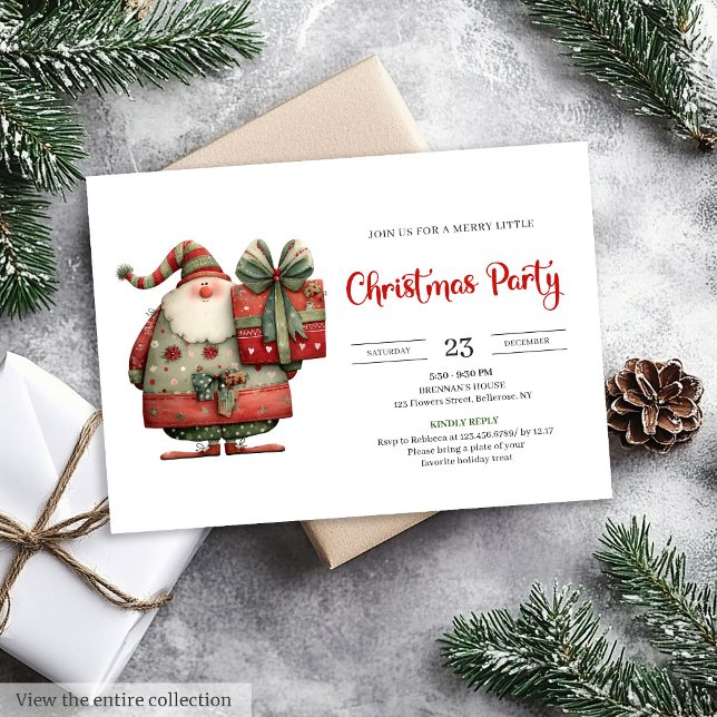 Invitation Funny Santa office party modern Christmas invite (Funny Santa office party modern Christmas invite)