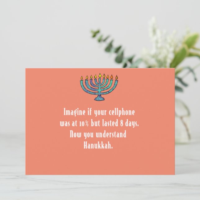 Invitation Funny Sarcastic Hanukkah Chanukah Cellphone Quote (Debout devant)