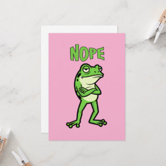 Invitation Funny Sassy Frog Nope, Grumpy Toads Cartoon Illus