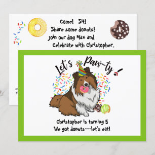 Invitation Funny Shetland Sheepdog Donuts fête d'anniversaire