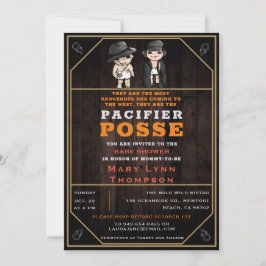 Invitation Funny Twins Pacifier Posse Wild West Baby shower