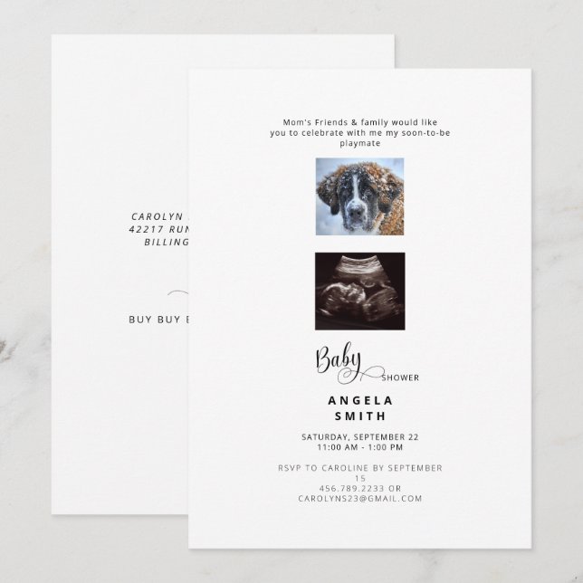 Invitation Funny Ultrasound & Chig Baby shower photo (Devant / Derrière)