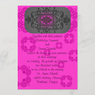 Invitation Fuschia et mariage gris