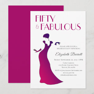 Invitation Fuschia rose Elégant Cinquante et Fabrique Anniver