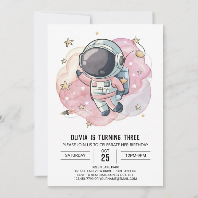 Invitation Fusées Whimsy Anniversaire de l'astronaute Whimsy (Devant)