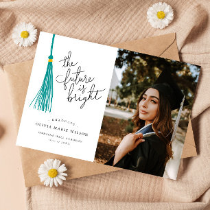Invitation Futur brillant Turquoise Tassel Graduation Faire-p