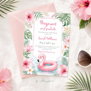 Invitation Futur Maman et Bébé au Bord de la Piscine