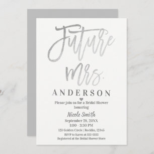 Invitation Future Fête de la mariée de Mme Silver Modern