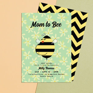 Invitation Future Maman Abeille Jaune Floral Baby Shower