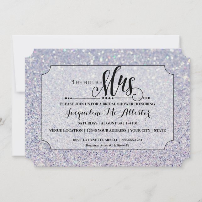 Invitation Future Mme Elegant Classic Fête des mariées Bleu (Devant)