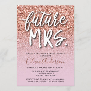 Invitation Future Mme Rose Gold Parties scintillant Fête de l