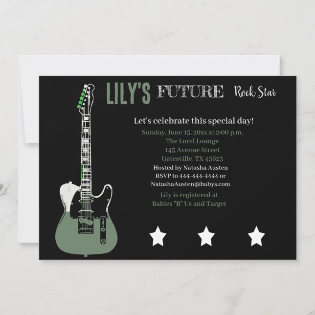 Invitation future Rocker Baby shower Grey (Devant)